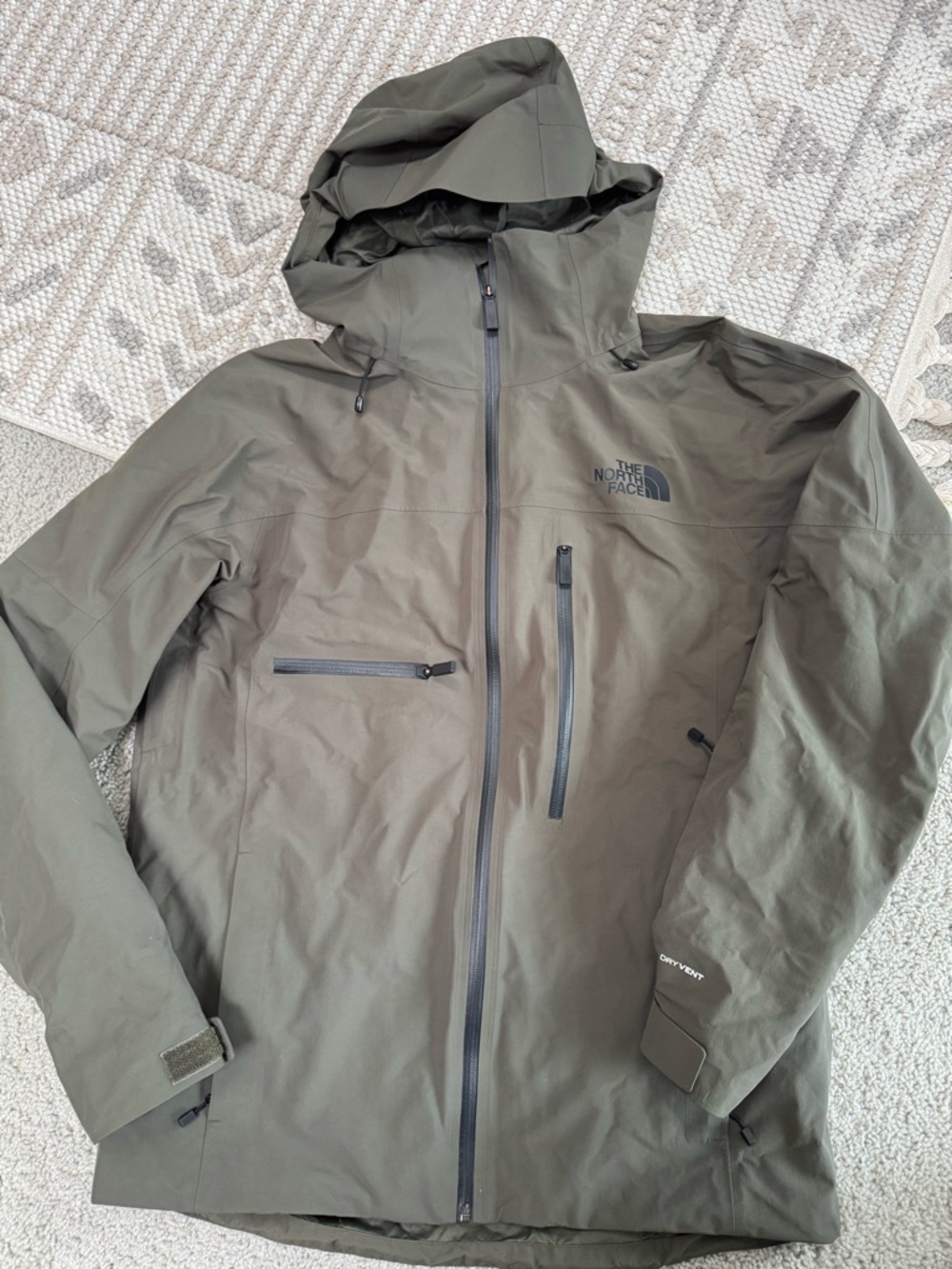 The North Face Olive Hooded Waterproof Shell Jacket